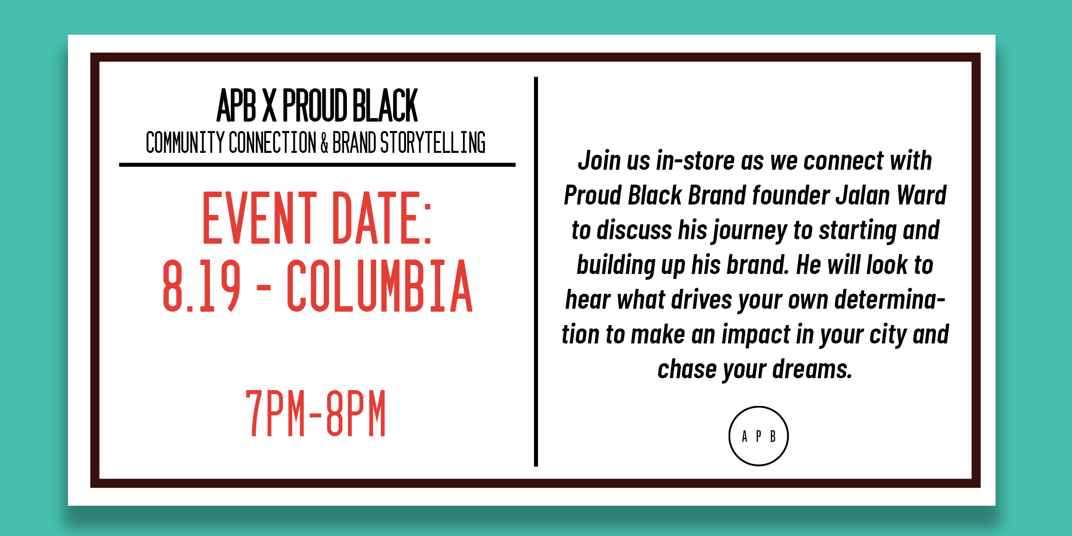 APB x Proud Black Connections Sessions Columbia