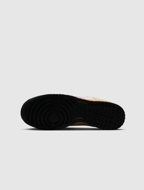 Close-up of black rubber sneaker outsole with circular tread pattern on gray background