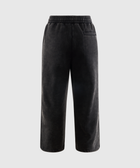 Men's black wide-leg velour lounge pants with elastic waistband and back pocket