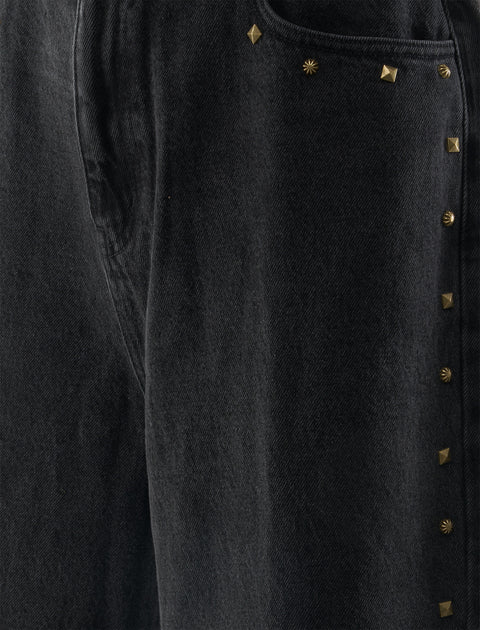 STUDDED DENIM SHORTS