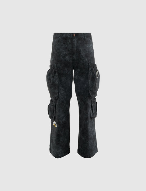 TWILL CARGO WIDE LEG PANTS