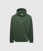 Green men's streetwear hoodie with front pocket and white chest text: 'Get with it or get lost.'