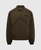 Men's brown zip-up jacket with black piping and 'Honor' embroidered on chest