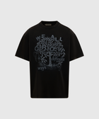 Black men's streetwear t-shirt with tree and 'We All Grow in Different Ways' graphic print