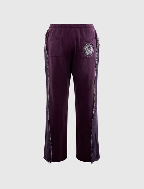 DENIM PANEL FLARE SWEATPANT