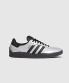 Men's silver and black sneaker with three black stripes, low-top streetwear shoe